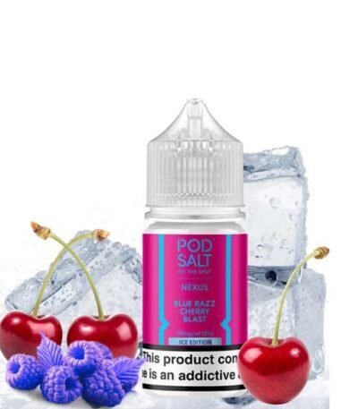 سالت نیکوتین گیلاس تمشک یخ پادسالت Pod Salt Blue Razz Cherry Blast Ice