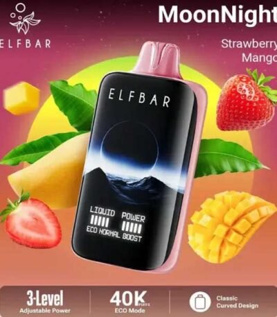پاد یکبار مصرف الف بار ۴۰۰۰۰ پاف انبه توت فرنگی Elf Bar Moonnight Mango Strawberry 40000 Disposable