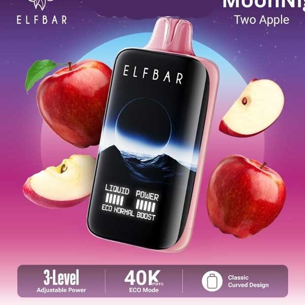 پاد یکبار مصرف الف بار ۴۰۰۰۰ پاف دوسیب Elf Bar Moonnight Two Apple 40000 Disposable پاد یکبار مصرف الف بار ۴۰۰۰۰ پاف دوسیب Elf Bar Moonnight Two Apple 40000 Disposable