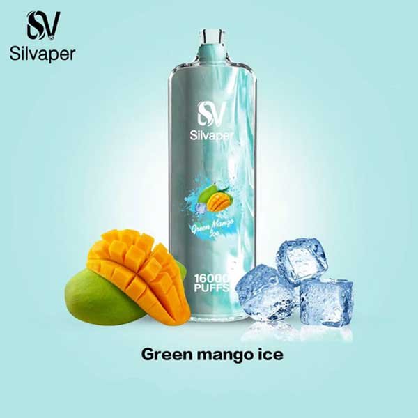 ویپ یکبار مصرف ۱۶۰۰۰ پاف سیلوا انبه سبز یخ Silva Rocket Shisha 16000 Green Mango Ice Disposable
