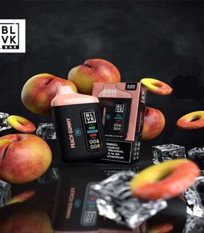 پاد یکبار مصرف هلو پاستیل یخ ۲۰۰۰۰ پاف بی ال وی کی Blvk Bar 20000 Peach Gummy Ice Disposable