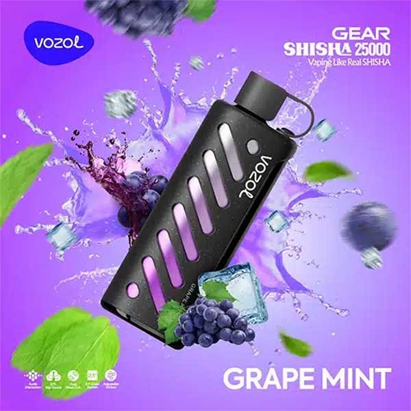 ویپ یکبار مصرف انگور نعنا وزول ۲۵۰۰۰ پاف Vozol Gear Shisha 25000 Grape Mint Disposable