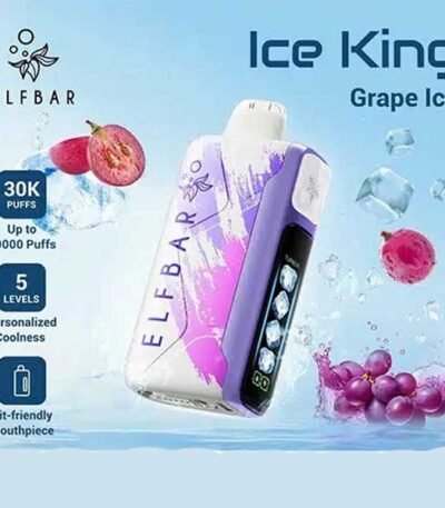 پاد یکبار مصرف انگور یخ الف بار ۳۰۰۰۰ پاف Elf Bar Ice King 30000 Grape Ice Disposable