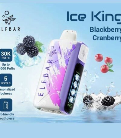 پاد یکبار مصرف ذغال اخته توت سیاه الف بار ۳۰۰۰۰ پاف Elf Bar Ice King 30000 Blackberry Cranberry Disposable