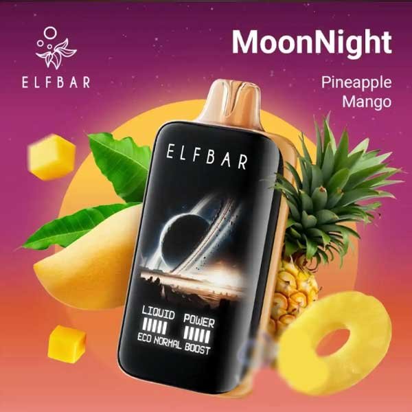 پاد یکبار مصرف الف بار ۴۰۰۰۰ پاف انبه آناناس Elf Bar Moonnight Mango Pineapple 40000 Disposable پاد یکبار مصرف الف بار ۴۰۰۰۰ پاف انبه آناناس Elf Bar Moonnight Mango Pineapple 40000 Disposable