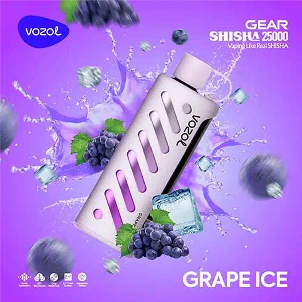 ویپ یکبار مصرف انگور یخ وزول ۲۵۰۰۰ پاف Vozol Gear Shisha 25000 Grape Ice Disposable