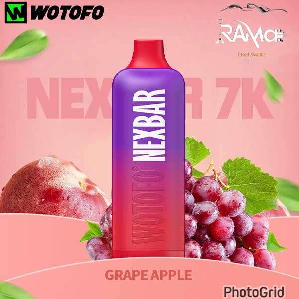پاد یکبار مصرف ۷۰۰۰ پاف نکس بار سیب انگور Nexbar Apple Grape 7000 Disposable پاد یکبار مصرف ۷۰۰۰ پاف نکس بار سیب انگور Nexbar Apple Grape 7000 Disposable