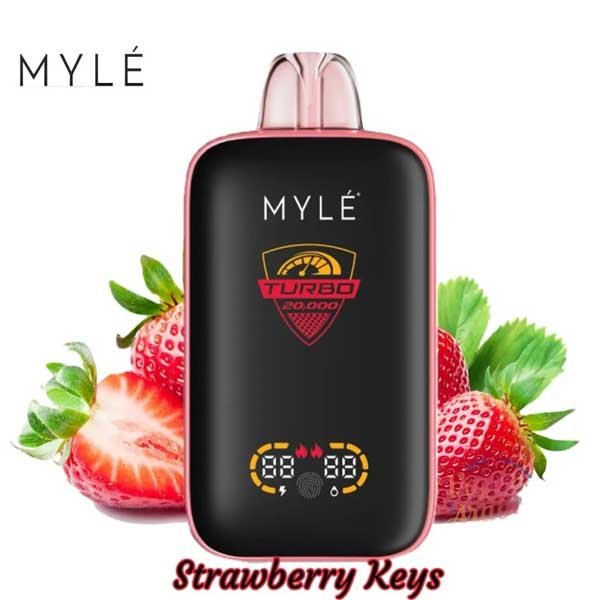 پاد یکبار مصرف توت فرنگی پاستیل ۲۰۰۰۰ مایلی Myle Turbo 20000 Strawberry Keys Disposable