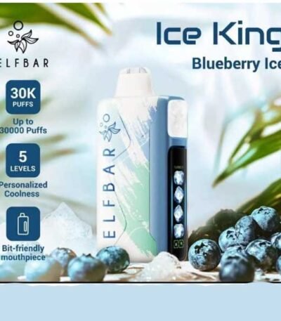 پاد یکبار مصرف بلوبری یخ الف بار ۳۰۰۰۰ پاف Elf Bar Ice King 30000 Blueberry Ice Disposable
