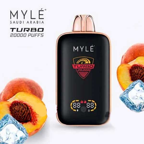 پاد یکبار مصرف هلو یخ ۲۰۰۰۰ مایلی Myle Turbo 20000 Peach Ice Disposable پاد یکبار مصرف هلو یخ ۲۰۰۰۰ مایلی Myle Turbo 20000 Peach Ice Disposable