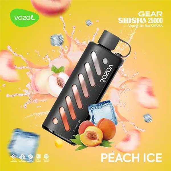 ویپ یکبار مصرف هلو یخ وزول ۲۵۰۰۰ پاف Vozol Gear Shisha 25000 Peach Ice Disposable