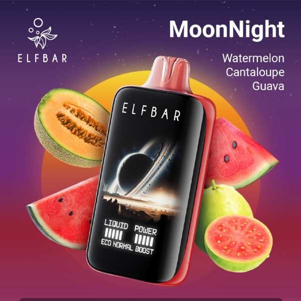 پاد یکبار مصرف الف بار ۴۰۰۰۰ پاف طالبی هندوانه گواوا Elf Bar Moonnight Watermelon Cantaloupe Guava 40000 Disposable