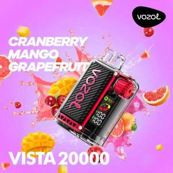 پاد یکبار مصرف گریپ فروت انبه کرن بری ۲۰۰۰۰ پاف وزول Vozol Vista Grapefruit Mango Cranberry 20000 Disposable پاد یکبار مصرف گریپ فروت انبه کرن بری ۲۰۰۰۰ پاف وزول Vozol Vista Grapefruit Mango Cranberry 20000 Disposable