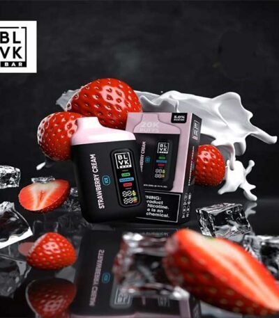 پاد یکبار مصرف توت فرنگی بستنی یخ ۲۰۰۰۰ پاف بی ال وی کی Blvk Bar 20000 Strawberry Ice Cream Disposable