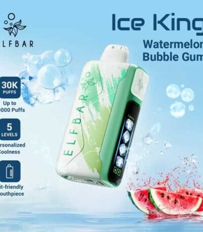 پاد یکبار مصرف هندوانه آدامس بادکنکی الف بار ۳۰۰۰۰ پاف Elf Bar Ice King 30000 Watermelon Bubblegum Disposable