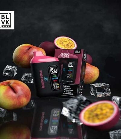پاد یکبار مصرف هلو پشن فروت یخ ۲۰۰۰۰ پاف بی ال وی کی Blvk Bar 20000 Peach Passionfruit Ice Disposable