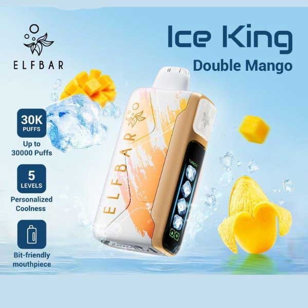 پاد یکبار مصرف میکس انبه الف بار ۳۰۰۰۰ پاف Elf Bar Ice King 30000 Double Mango Disposable پاد یکبار مصرف میکس انبه الف بار ۳۰۰۰۰ پاف Elf Bar Ice King 30000 Double Mango Disposable