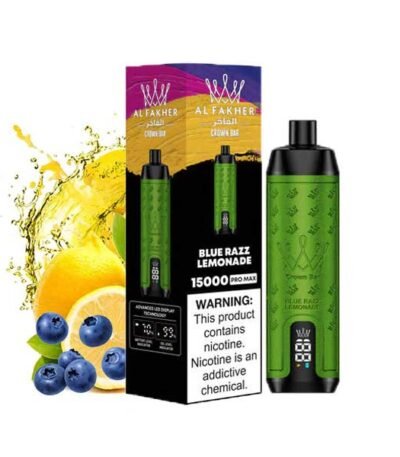 ویپ یکبار مصرف تمشک آبی لیموناد بلوبری ۱۵۰۰۰ پاف کرون بار الفاخر Crown Bar Al Fakher 15000 Blue  Blue Razz Lemonade