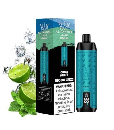 ویپ یکبار مصرف کرون بار الفاخر ۱۲۰۰۰ پاف طعم نعنا لیمو Crown Bar AL Fakher 12000 Puffs Lemon Mint