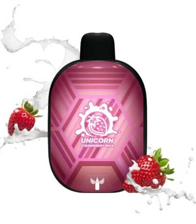 پاد یکبار مصرف شیک شیر توت فرنگی دکتر ویپز ۵۵۰۰ پاف Dr Vapes Panther Bar Unicorn Strawberry Milk