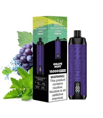 ویپ یکبار مصرف کرون بار الفاخر نعنا انگور ۱۲۰۰۰ پاف Crown Bar AL Fakher 12000 Grape Mint