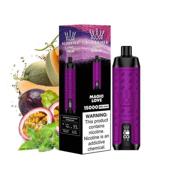ویپ یکبار مصرف ملون پشن فروت ۱۵۰۰۰ پاف کرون بار الفاخر Crown Bar Al Fakher 15000 Magic Love