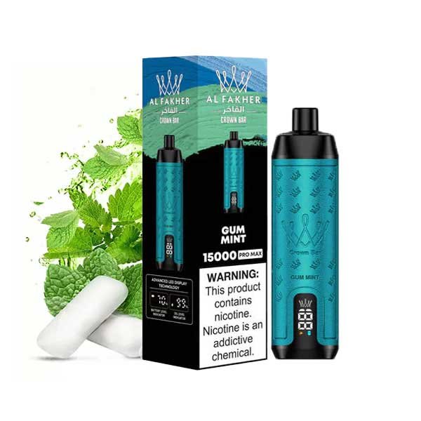 ویپ یکبار مصرف آدامس نعنا ۱۵۰۰۰ پاف کرون بار الفاخر Crown Bar Al Fakher 15000 Mint Gum