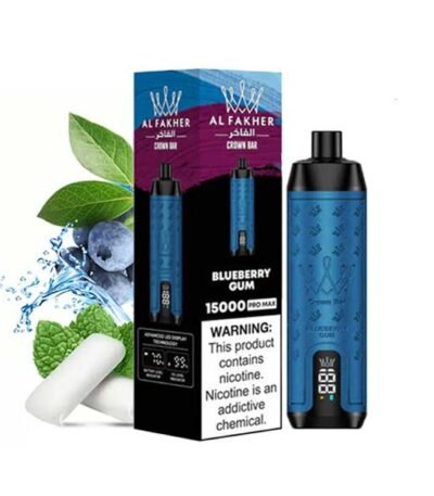 ویپ یکبار مصرف آدامس بلوبری ۱۵۰۰۰ پاف کرون بار الفاخر Crown Bar Al Fakher 15000 Blueberry Gum