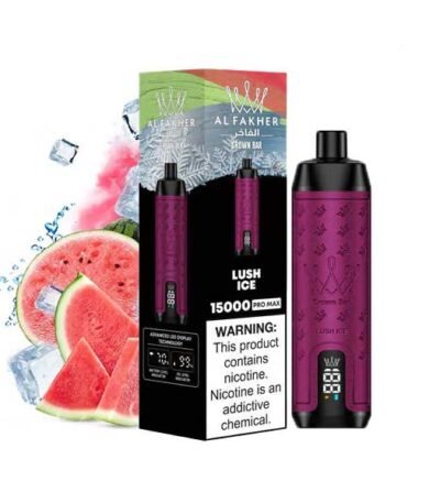 ویپ یکبار مصرف هندوانه پاستیل یخ ۱۵۰۰۰ پاف کرون بار الفاخر Crown Bar Al Fakher 15000 Lush Ice