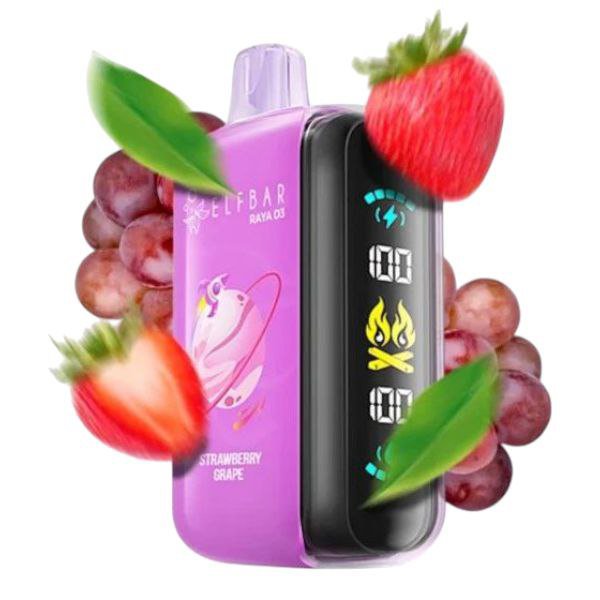 پاد یکبار مصرف الف بار رایا دی ۳ انگور توت فرنگی Elf Bar Raya D3 Grape Strawberry 25000 Puffs پاد یکبار مصرف الف بار رایا دی ۳ انگور توت فرنگی Elf Bar Raya D3 Grape Strawberry 25000 Puffs
