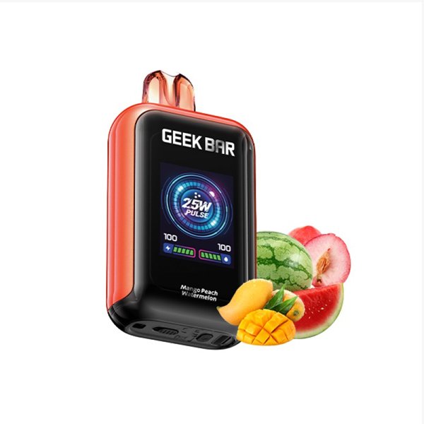 پاد یکبار مصرف گیک بار انبه هلو هندوانه Geek Bar Mango Peach Watermelon 23000 Puffs پاد یکبار مصرف گیک بار انبه هلو هندوانه Geek Bar Mango Peach Watermelon 23000 Puffs