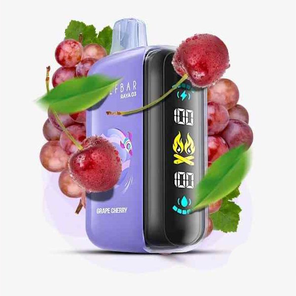 پاد یکبار مصرف الف بار رایا دی ۳ گیلاس انگور Elf Bar Raya D3 Cherry Grape 25000 Puffs