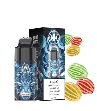 پاد یکبار مصرف آدامس بادکنکی هندوانه انرژی Alien Box Energy KK Bubblegum Watermelon 8000 Puffs