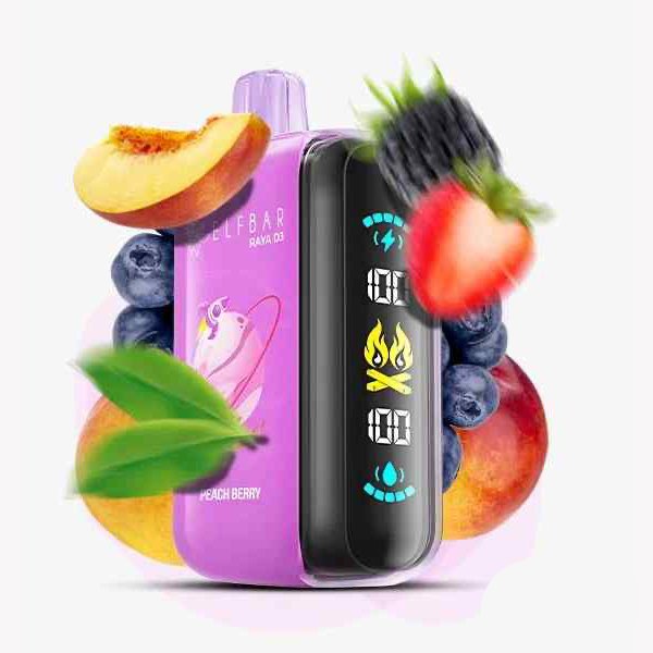 پاد یکبار مصرف الف بار رایا دی ۳ هلو بری Elf Bar Raya D3 Peach Berry 25000 Puffs