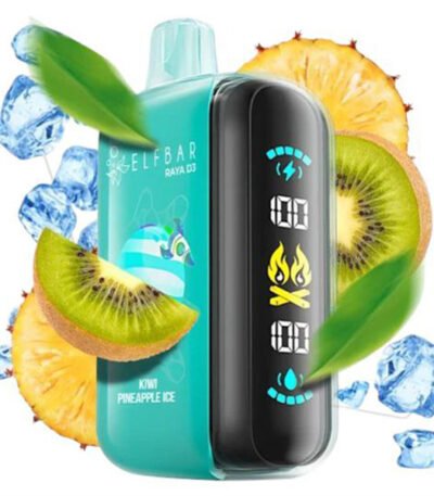 پاد یکبار مصرف الف بار رایا دی ۳ آناناس کیوی یخ Elf Bar Raya D3 Kiwi Pineapple Ice 25000 Puffs