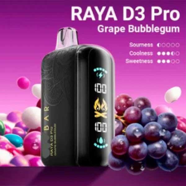 پاد یکبار مصرف الف بار رایا دی ۳ پرو آدامس انگور ۳۰۰۰۰ پاف Elf Bar Raya D3 Pro Grape Bubblegum 30000 Puffs